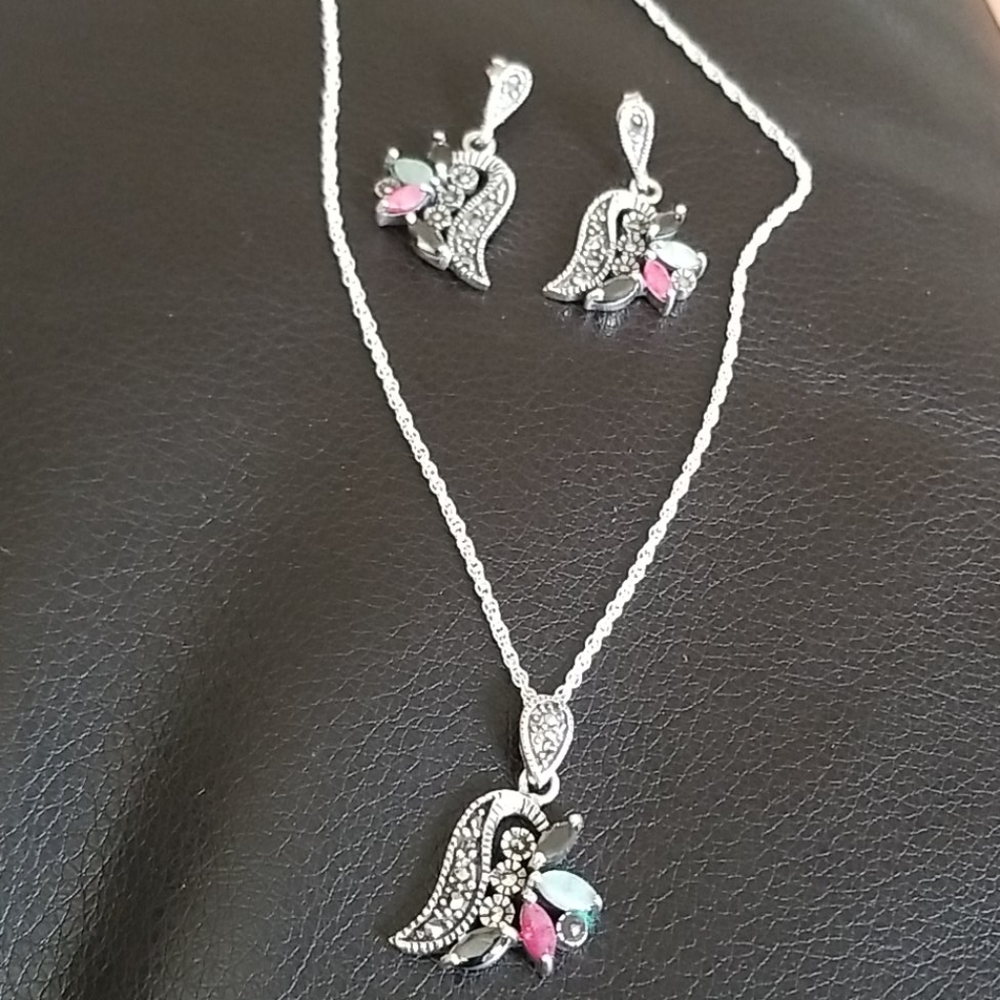 Necklace and Earrings Silver